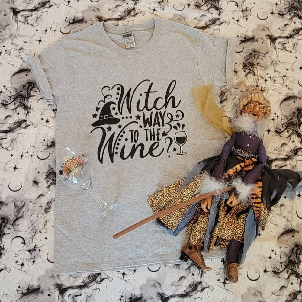 Witch Way to The Wine Woman's Graphic Tee - HALLOWEEN SPECIAL - Picture 3 of 5